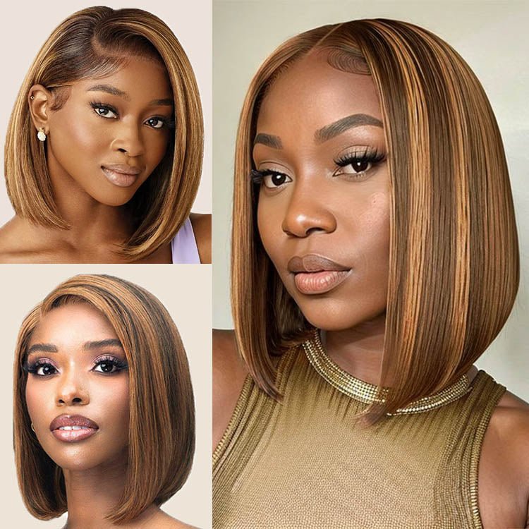 13x1 Highlight Straight Bob Wig Ombre Hair Wig Straight Lace Frontal Wig