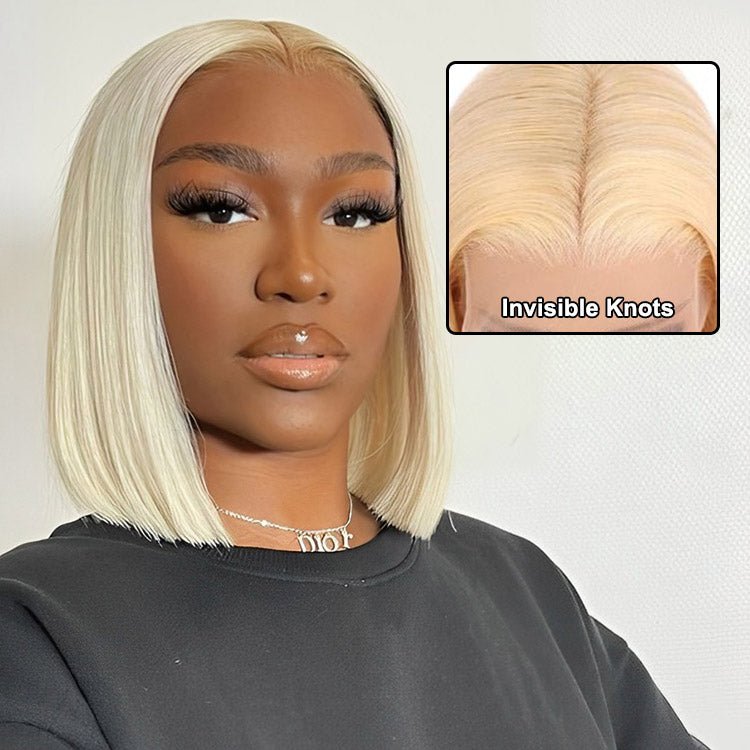 13x1 T Part Lace Frontal 613 Bob Wig Virgin Human Hair Pre Plucked