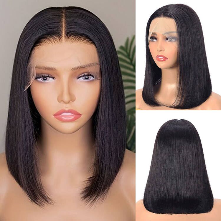 13x1 T Part Short Bob Lace Front Wigs Human Hair Straight Bob Wig