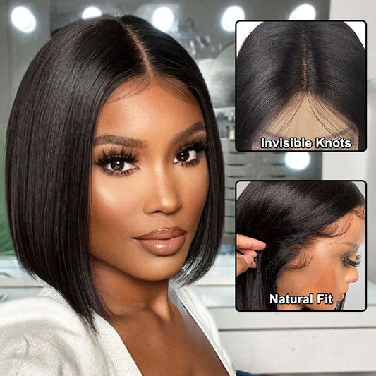 13x1 T Part Short Bob Lace Front Wigs Human Hair Straight Bob Wig