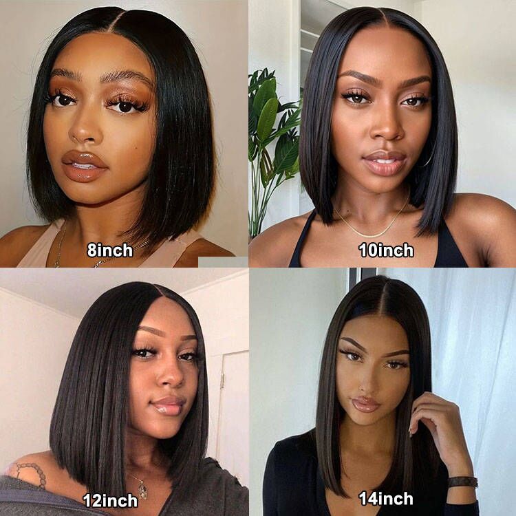 13x1 T Part Short Bob Lace Front Wigs Human Hair Straight Bob Wig