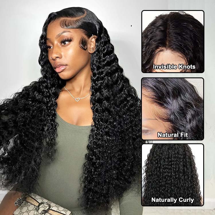 13x4 HD Transparent Lace Frontal  Water Wave  Wigs with Baby Hair