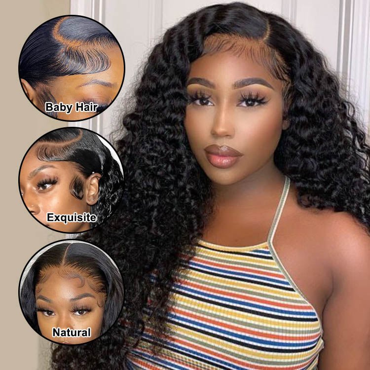 13x4 HD Transparent Lace Frontal  Water Wave  Wigs with Baby Hair