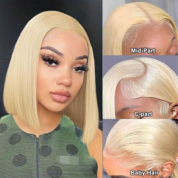 13x4 Lace Front Human Hair Wig 613 Honey Blonde Bob Wigs Brazilian Remy Straight Bob Wig