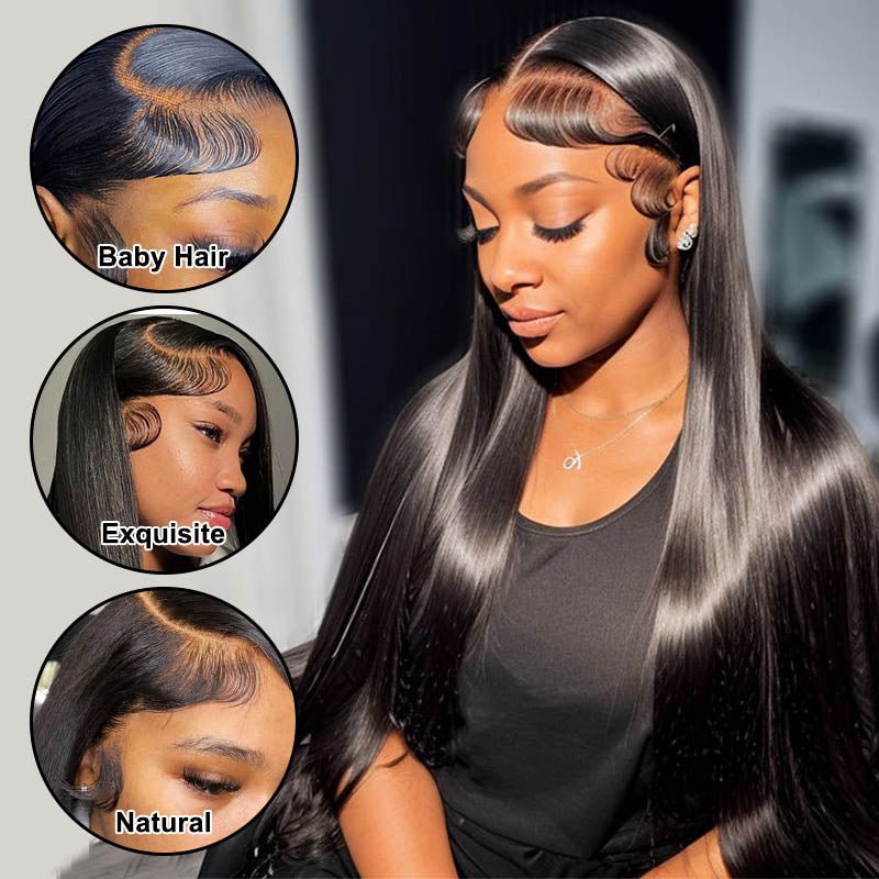 13x4  Lace Front  Mongolian Straight Wig  With  Baby Hair