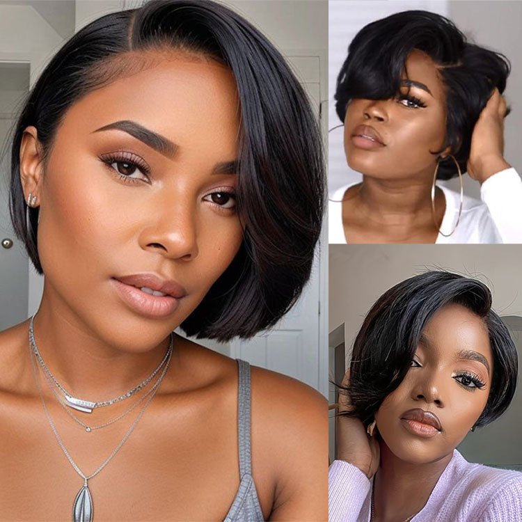 13x4 Lace Front Pixie Cut Wig Straight Hair Ear to Ear Lace Front Human Hair Wig Glueless Short Wigs