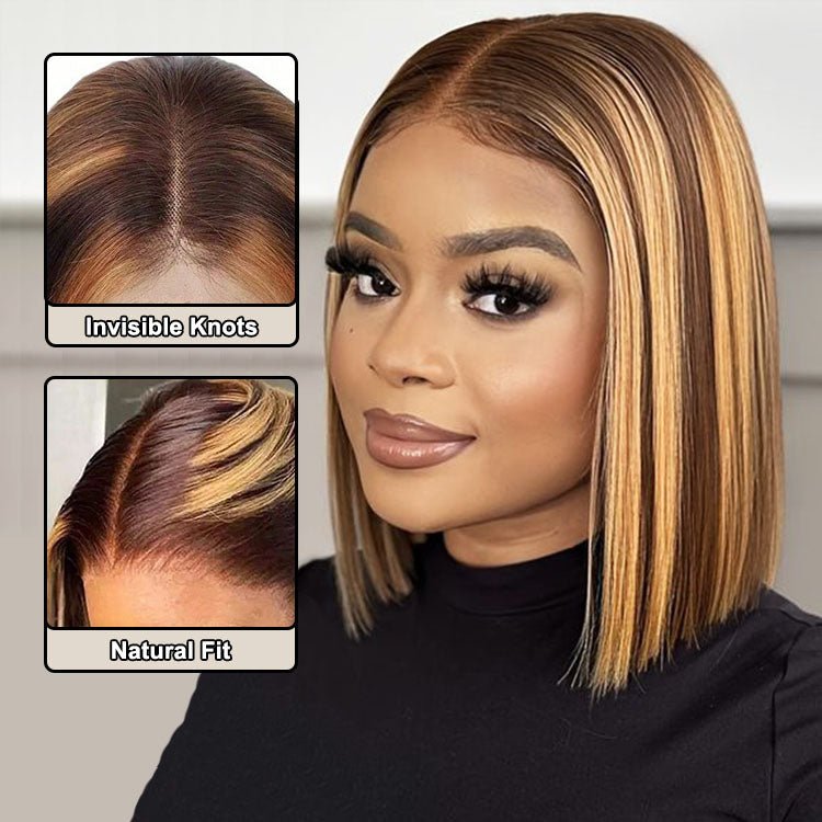 13x4 Lace Frontal Highlight Bob wig Remy Hair