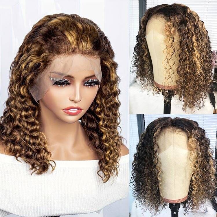 13x4 Lace Frontal Highlight Water Wave Bob Wig