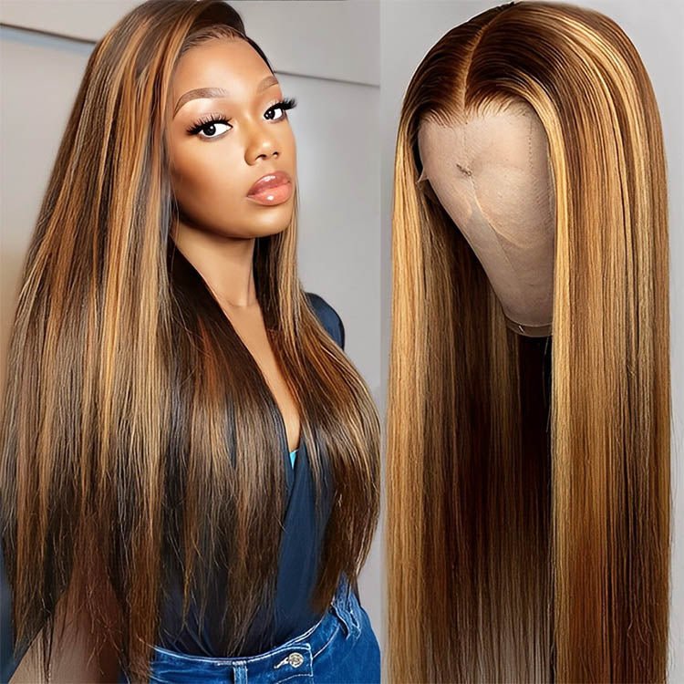 13x4 Lace Frontal Wig  20 Inch Straight   #4/27 Colored