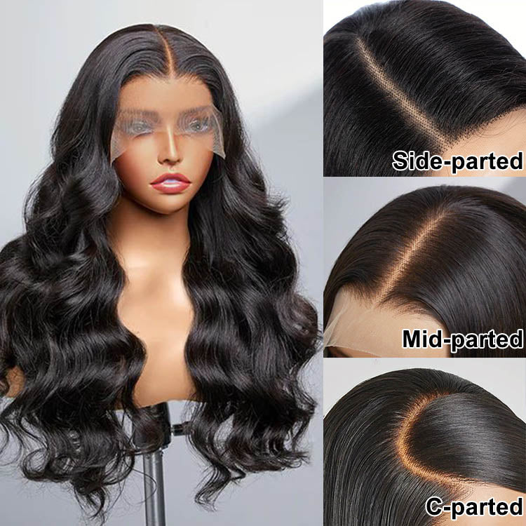 13X4 Transparent Lace Frontal Body Wave Wig Human Hair Pre Plucked With Baby Hair