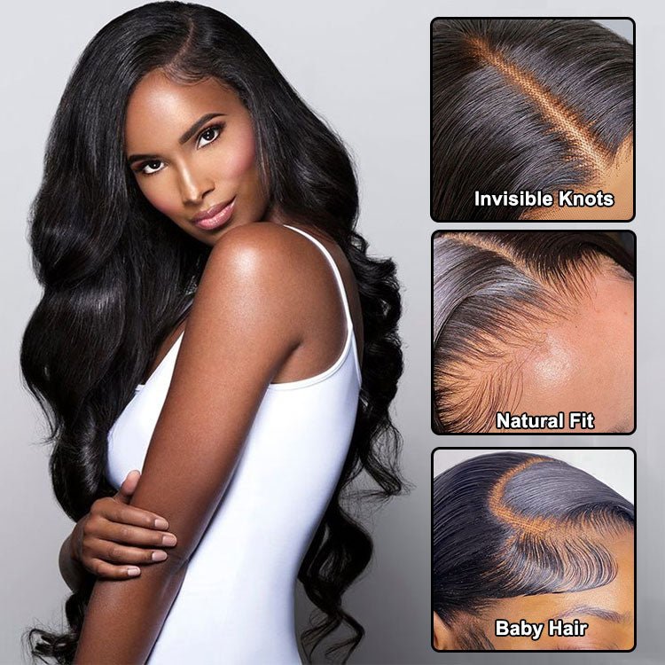 13X4 Transparent Lace Frontal Body Wave Wig Human Hair Pre Plucked With Baby Hair