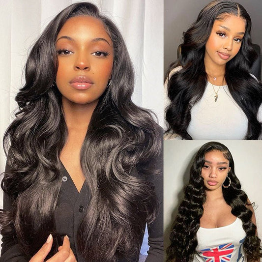 13X4 Transparent Lace Frontal Body Wave Wig Human Hair Pre Plucked With Baby Hair