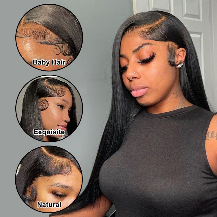 13x4  Transparent Lace Frontal Wigs Straight Hair Pre Plucked Malaysian Human Hair Wigs