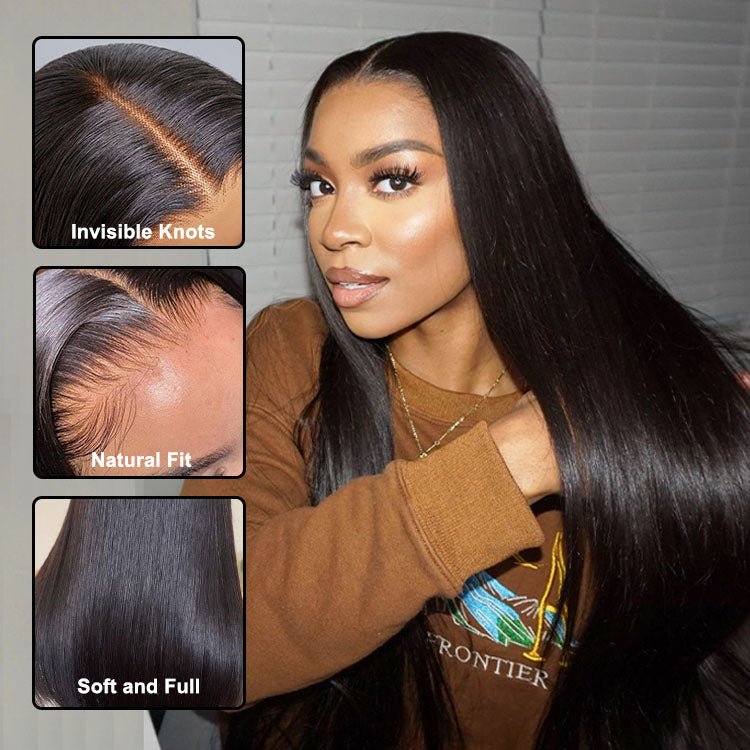 13x4  Transparent Lace Frontal Wigs Straight Hair Pre Plucked Malaysian Human Hair Wigs