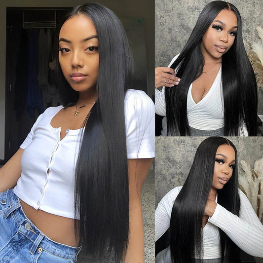 13x6 Lace Front Straight Transparent  Peruvian Wigs Human Hair Pre Plucked with Baby Hair