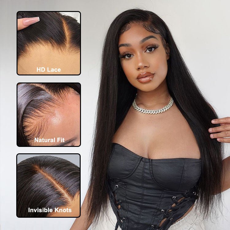 13x6 Straight Brazilian Human Hair HD Transparent Lace Front Wig