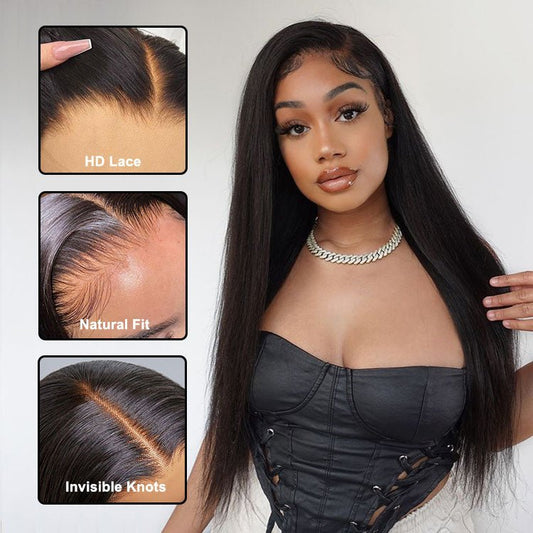 13x6 Straight Brazilian Human Hair HD Transparent Lace Front Wig