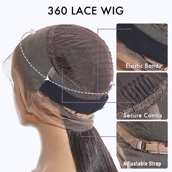 360 Full Lace Front Wig 24 inch Silky Straight Brazilain Human Hair