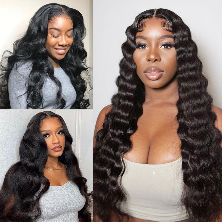 4x4 Body Wave Indian Human Hair Remy Hair Wigs Natural Black With Baby Hair