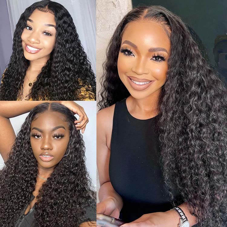 4x4 HD Transparent Lace Closure Wigs Water Wave Wig Indian Human Hair