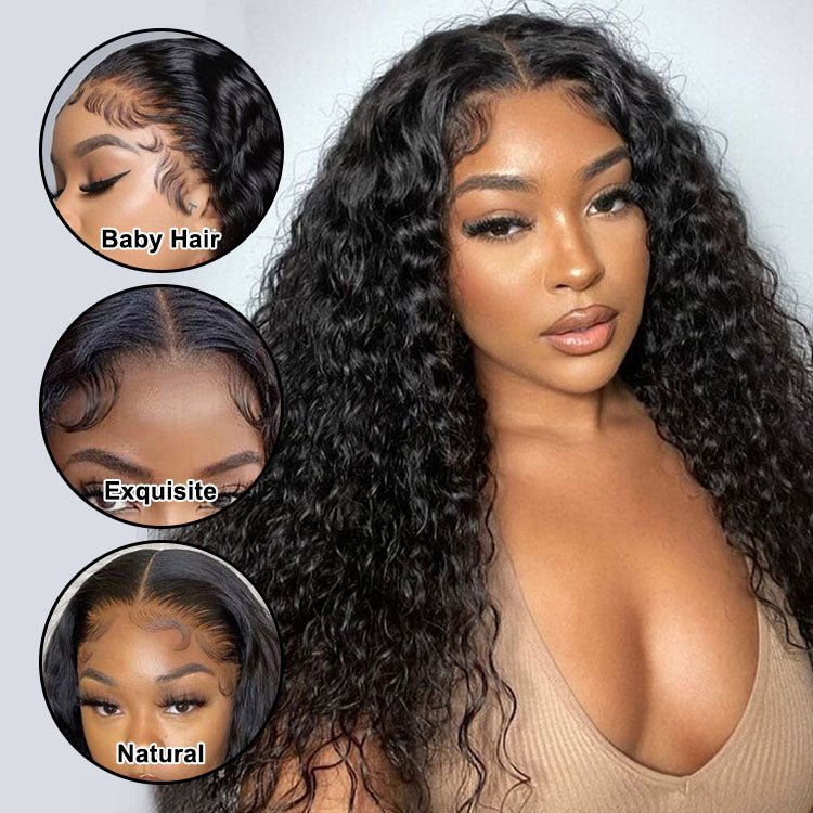 4x4 HD Transparent Lace Closure Wigs Water Wave Wig Indian Human Hair