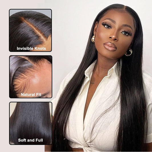 4x4 Lace Closure 20inch Straight  Natural Black Wig