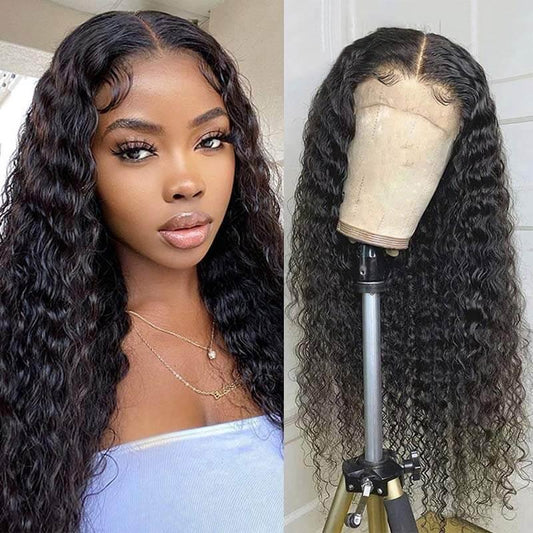 4x4 Lace Closure Water Wave Human Hair Wig Brazilian Hair Remy Hair Wig Wet and Wavy Hair