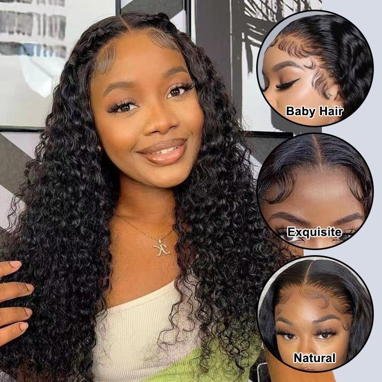 4x4 Lace Closure Water Wave Malaysian Wigs