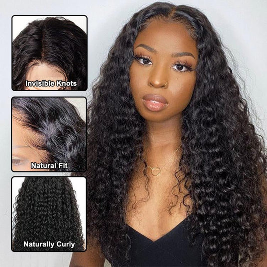 4x4 Lace Closure Water Wave Malaysian Wigs