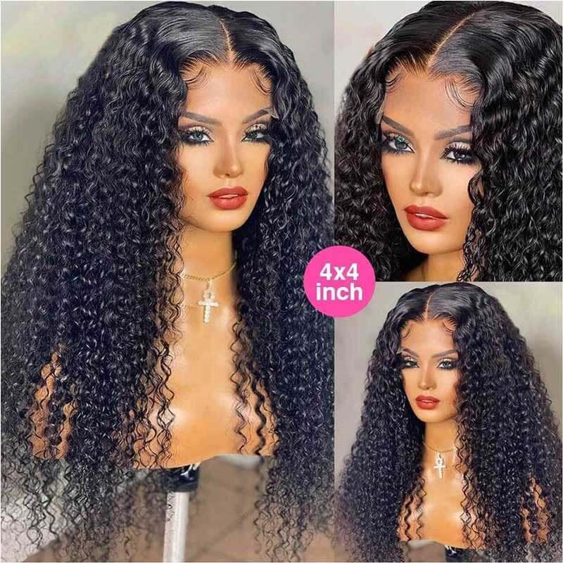 4x4 Lace Closure Wig Curly Wig For Black Women Malaysian Human Hair