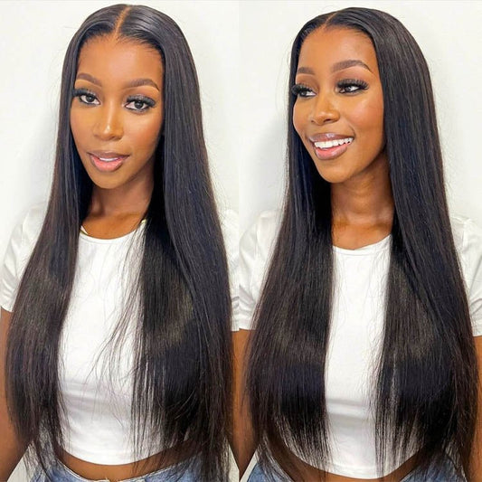 4x4 Lace Closure Wig for Black Women Straight Malaysian Human hair Pre Plucked with Baby Hair