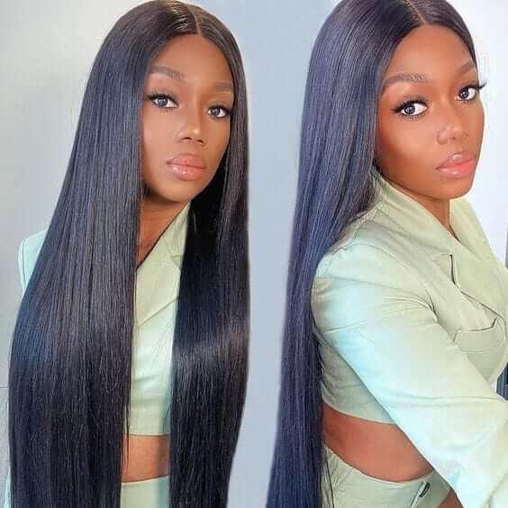 4x4 Lace Closure Wig Glueless Straight Mongolian Human Hair with Baby Hair For Women