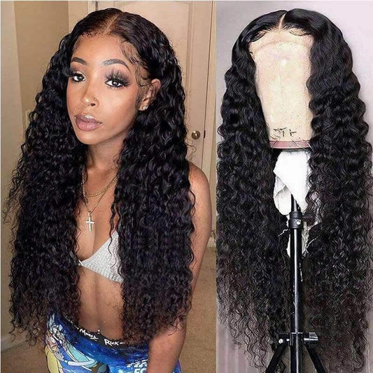 4x4 Lace Closure Wigs Water Wave Wig Mongolian Human Hair Pre Plucked with Baby Hair