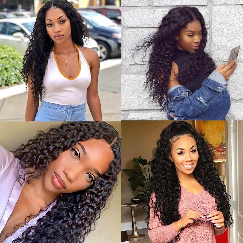 4X4 Lace Curly Wig Brazilian Human Hair Wigs 150% density