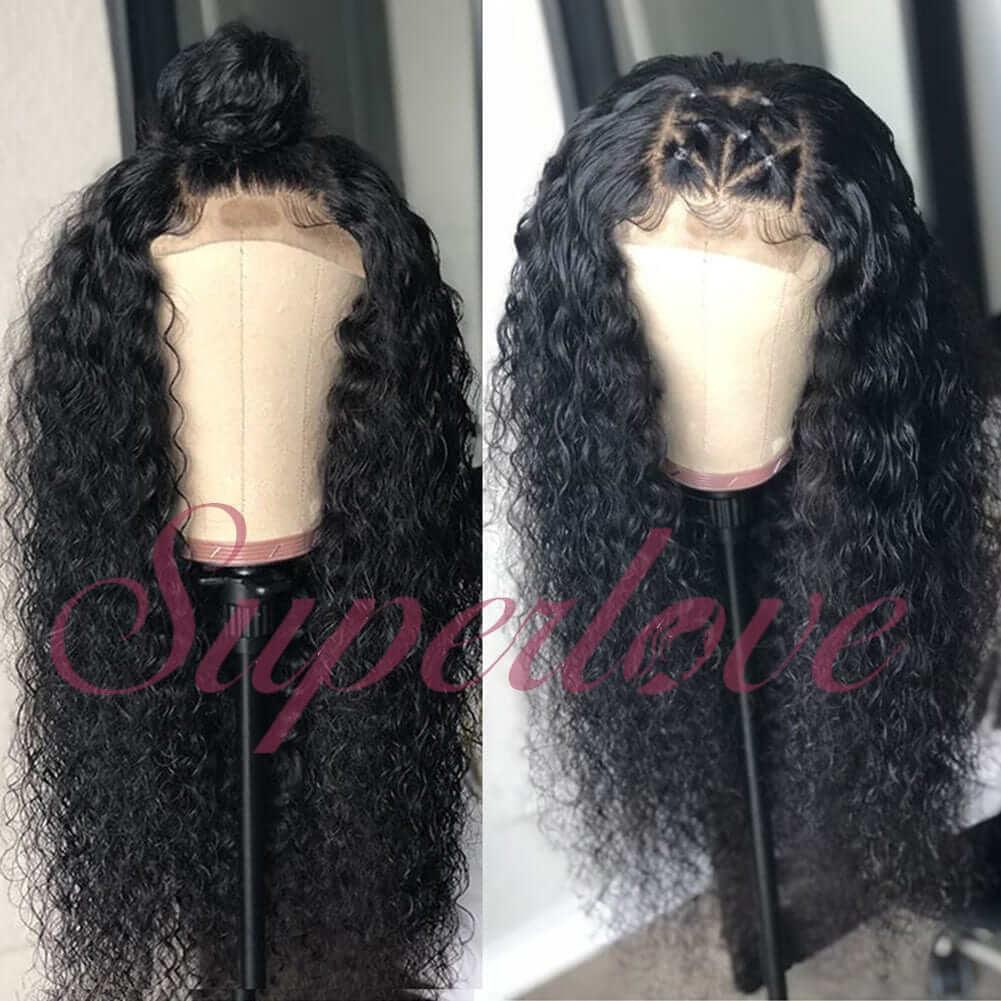 4X4 Lace Curly Wig Brazilian Human Hair Wigs 150% density