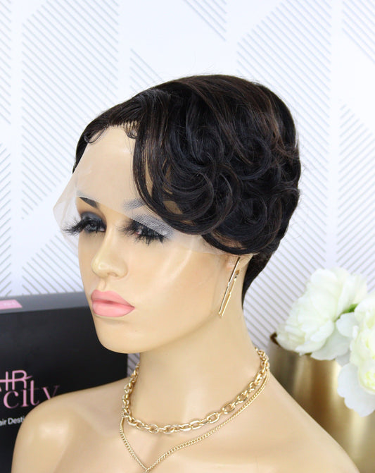 Brazilian T-part Wig Curly Pixie 1B