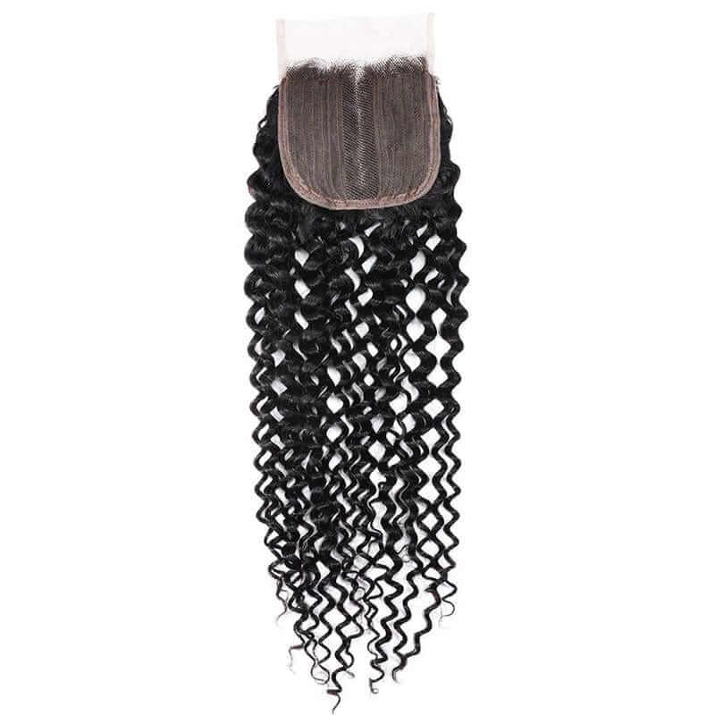 Brazilian Curly Hair Lace Part Closure Remy Human Hair 4x1 T Middle Part Lace Closures Only Natural Color For Black Women