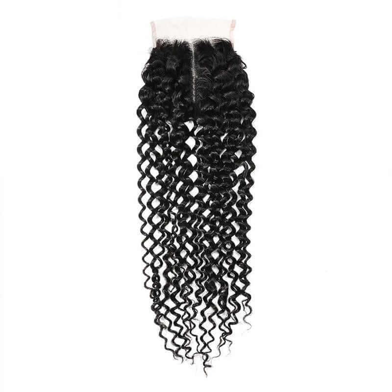 Brazilian Curly Hair Lace Part Closure Remy Human Hair 4x1 T Middle Part Lace Closures Only Natural Color For Black Women