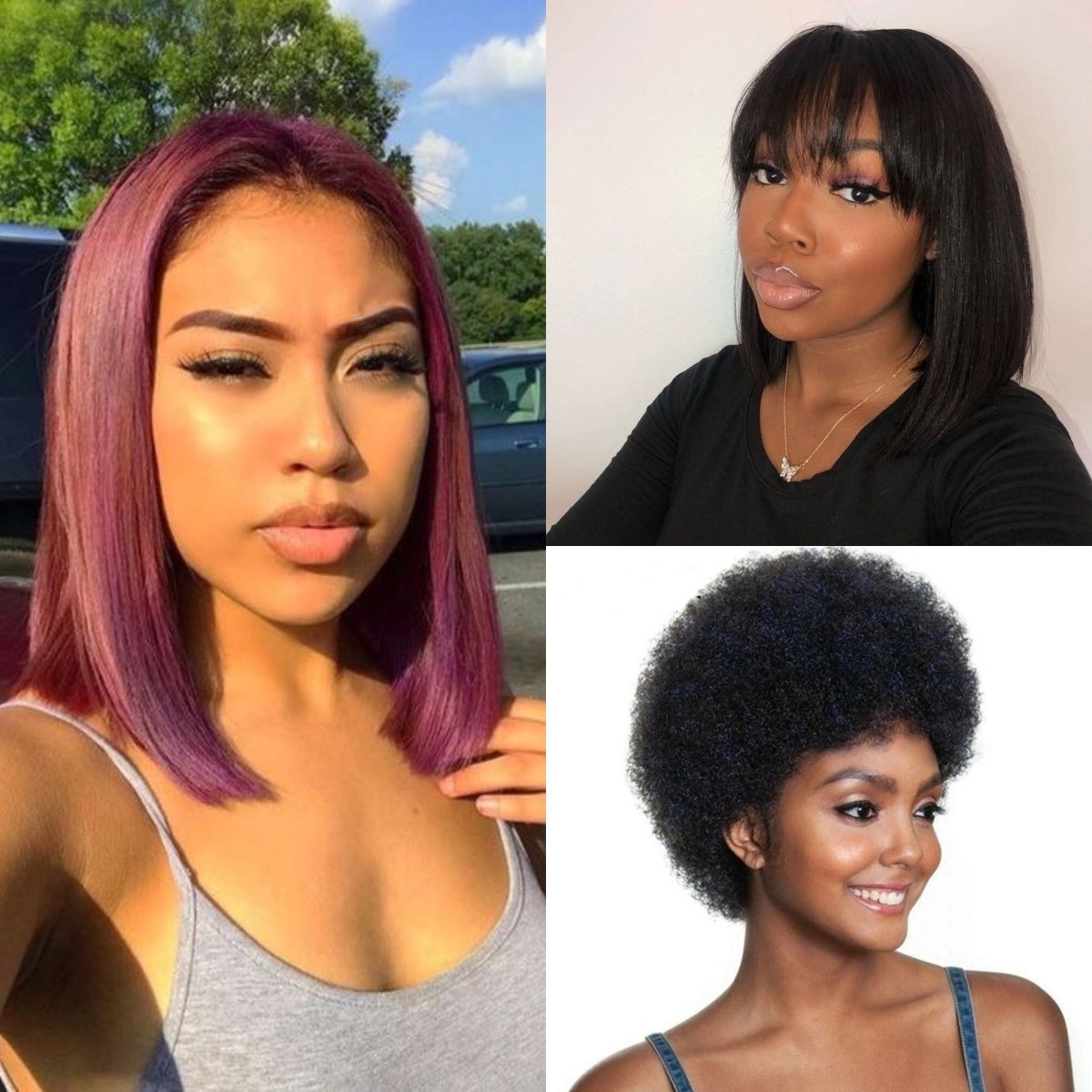 Buy 2 Get 1 Free︱Combo No.10 Afro Wig Straight Fringe Bob Wig 99J Bob Wig