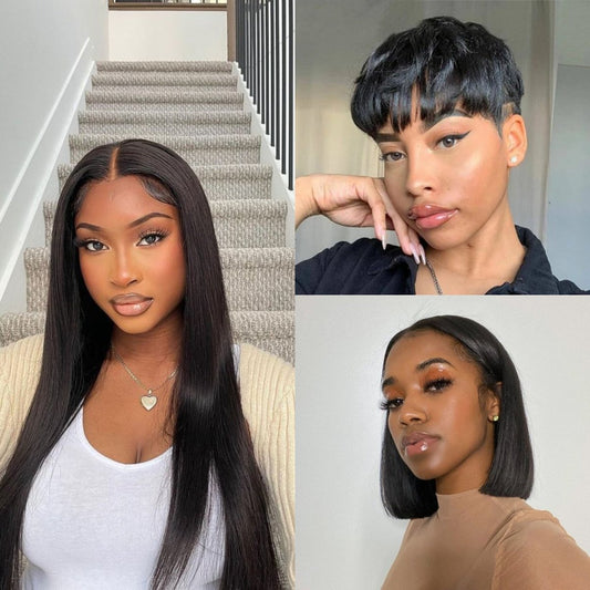 Buy 2 Get 1 Free︱Combo No.9 4x4 Lace Closure Straight Wig 20inch 4x4 Bob Wig 10inch Razor Cut Wig