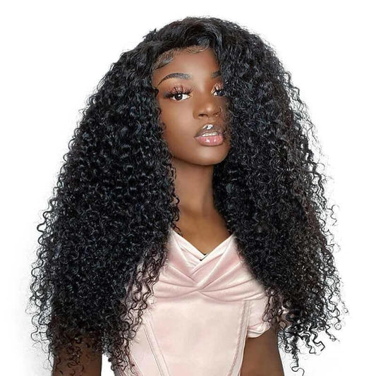 Curly Indian Human Hair Wig 4x4 HD Transparent Lace Wigs for Women