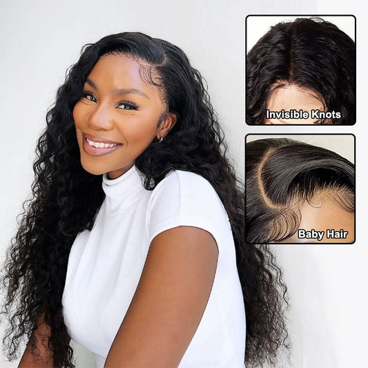 Ear to Ear Lace Frontal Wig Water Wave Hair Peruvian Human Hair Wet And Wavy Lace Front Wigs