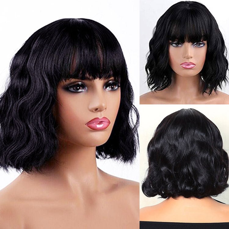 Flash Sale | ReadytoGo Glueless Short Wavy Fringe Bob Wig Loose Curl Hair