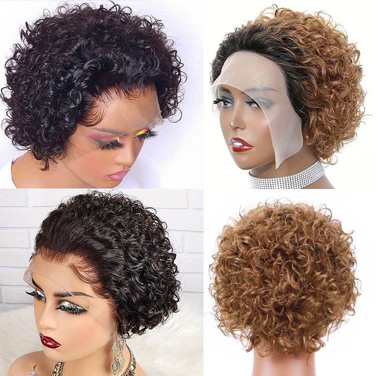 Flash Sale | Short Curly Pixie Cut 13x1 Lace Wig Natural Black & 1B/27 Ombre Glueless Wig