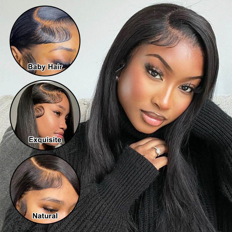 Glueless 13x4  HD Transparent Lace Frontal Straight Wigs For Women