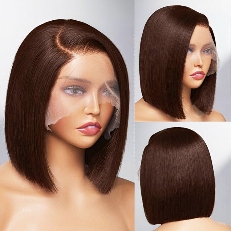 Glueless 13x4 Lace Frontal 2# Straight Bob Wig Human Hair