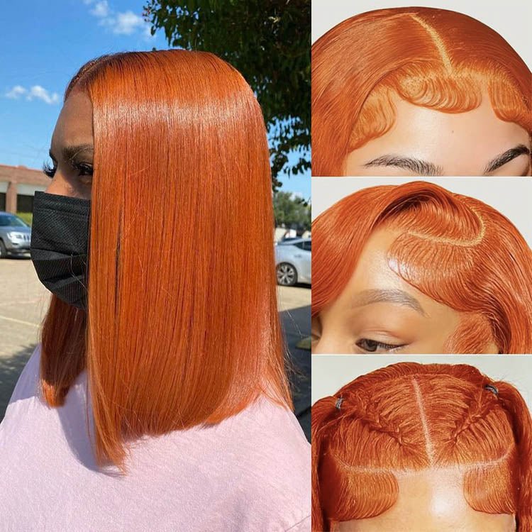 Glueless 13x4 Lace Orange Ginger Bob Wig