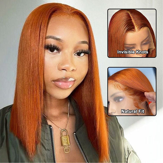 Glueless 13x4 Lace Orange Ginger Bob Wig