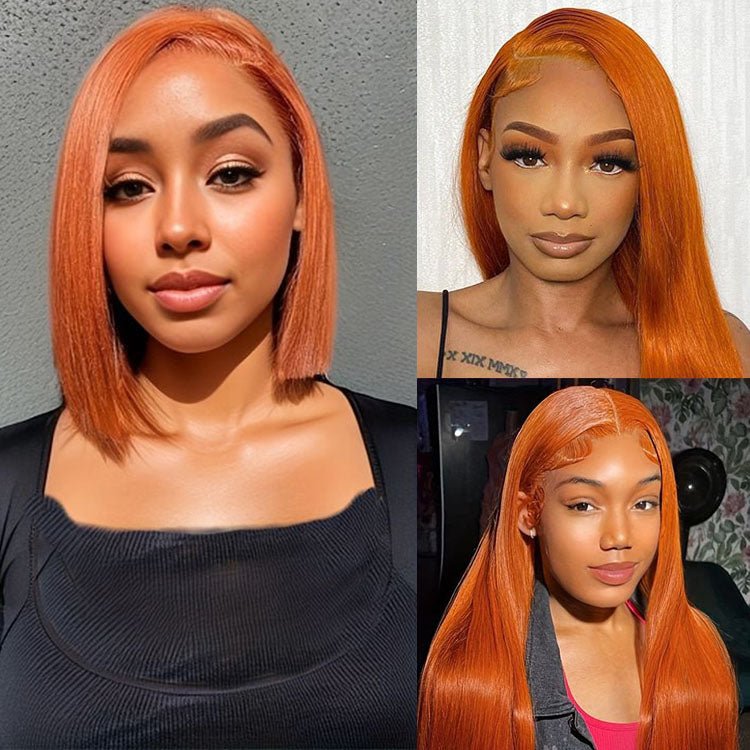 Glueless 13x4 Lace Orange Ginger Bob Wig