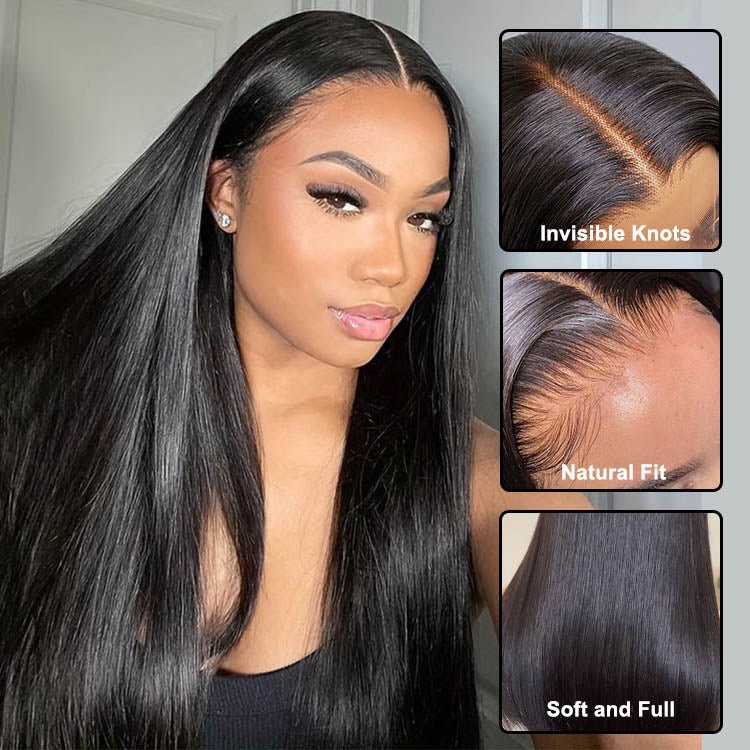 Glueless 4×4 Lace Closure  Silk Straight Human Hair Peruvian Hair  Wig